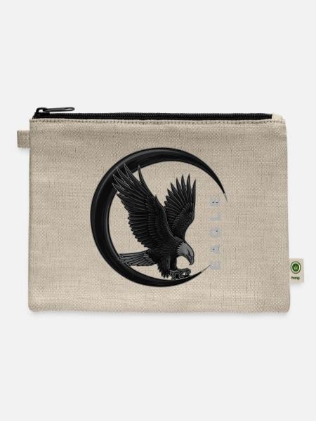 Eagle Crescent Emblem - Hemp Carry All Pouch - natural