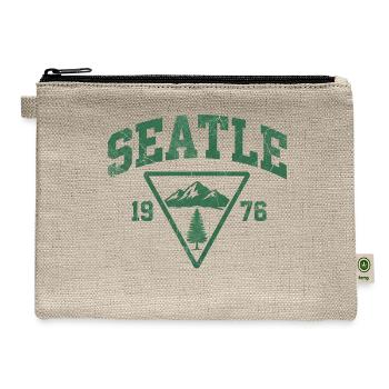Seattle 1976 Pacific Northwest: Vintage Mountain  - Hemp Carry All Pouch - natural - Front