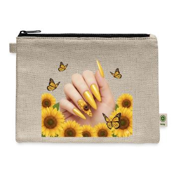 Sunflower Butterfly Nail Art - Hemp Carry All Pouch - natural - Front