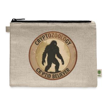 Cryptid Believer Sasquatch Coin - Hemp Carry All Pouch - natural - Front