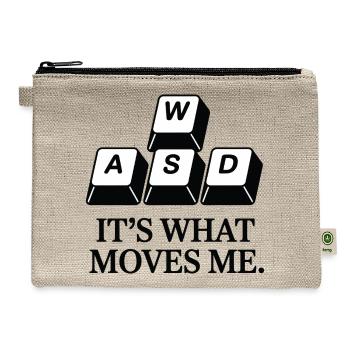 WASD It Is What Moves Me Funny Gamer Keyboard Pun - Hemp Carry All Pouch - natural - Front