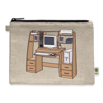Retro Computer Desk Setup 90s 2000s Nostalgic - Hemp Carry All Pouch - natural - Front