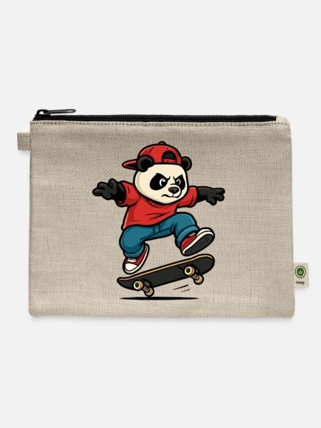 Kickflip Panda - Hemp Carry All Pouch - natural