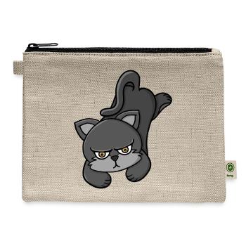 Grouchy Grey Cat - Hemp Carry All Pouch - natural - Front
