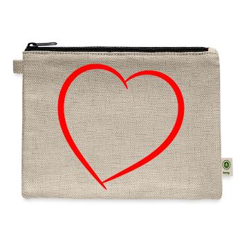 Crimson Handdrawn Heart Outline - Hemp Carry All Pouch - natural - Front