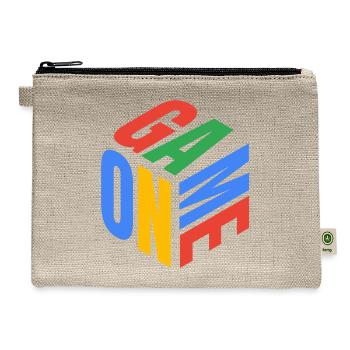 GAME ON 3D Isometric Cube | Colorful Gamer Esports - Hemp Carry All Pouch - natural - Front