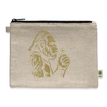 Blowing Wishes Funny Bigfoot Blowing Dandelion - Hemp Carry All Pouch - natural - Front