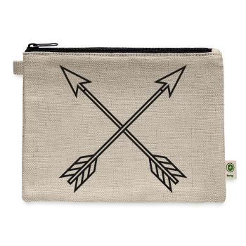 Crossed Arrows Minimal Line Art - Hemp Carry All Pouch - natural - Front