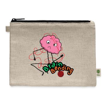 Funny Brain Bending Overthinking Cartoon - Hemp Carry All Pouch - natural - Front