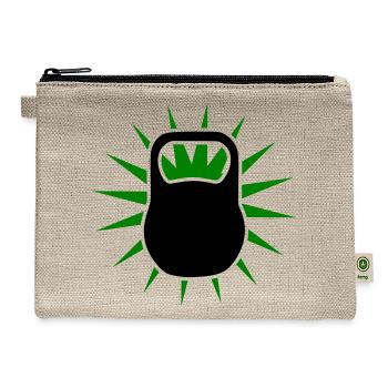 Green Sunburst Kettlebell Emblem - Hemp Carry All Pouch - natural - Front