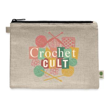 Crochet Cult Funny Yarn Knitting Crafter - Hemp Carry All Pouch - natural - Front