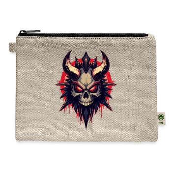 Neon Gaming Demon Mask - Bold Streetwear Art - Hemp Carry All Pouch - natural - Front