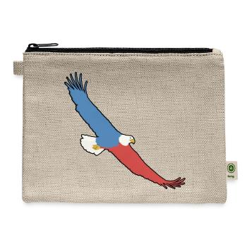 Red White and Blue Eagle in Flight - Hemp Carry All Pouch - natural - Front
