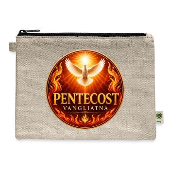 Pentecost Flame Dove Emblem - Hemp Carry All Pouch - natural - Front