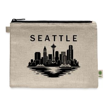 Seattle Washington Skyline Silhouette - Hemp Carry All Pouch - natural - Front
