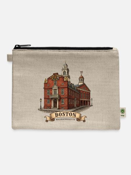 Boston Landmarks Freedom Trail - Hemp Carry All Pouch - natural