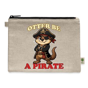 Otter Be a Pirate Funny Otterbeard Mascot Pirate - Hemp Carry All Pouch - natural - Front