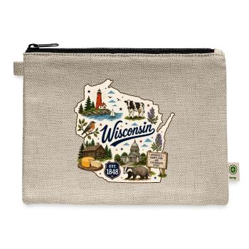 Wisconsin Dairyland State Vintage Sticker - Hemp Carry All Pouch - natural - Front