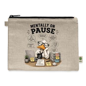 Mentally on Pause: Duck in Office - Hemp Carry All Pouch - natural - Front