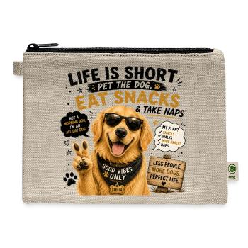 Eat Snacks and Take Naps Dog Tee - Hemp Carry All Pouch - natural - Front
