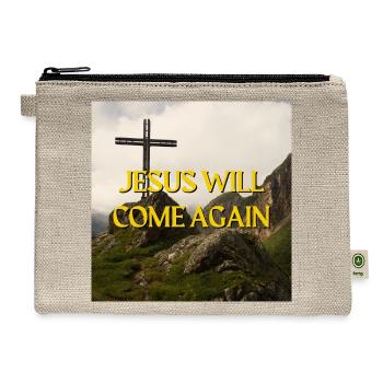 Jesus Will Come Again Mountain Peak Cross Christia - Hemp Carry All Pouch - natural - Front