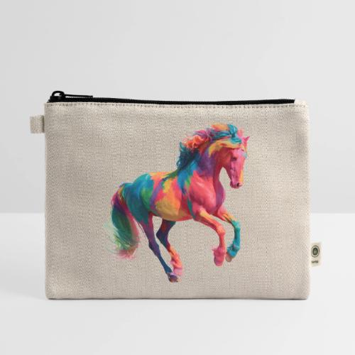 Colorful Paint Splatter Horse Art - Hemp Carry All Pouch