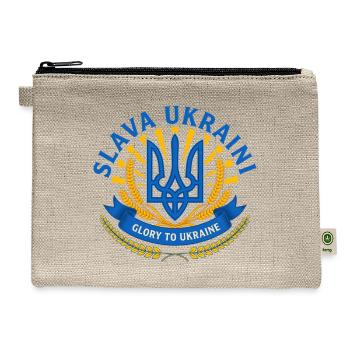 Slava Ukraini Emblem - Glory to Ukraine - Hemp Carry All Pouch - natural - Front