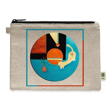 Abstract Cat Orbit Circle - Hemp Carry All Pouch - natural - Front