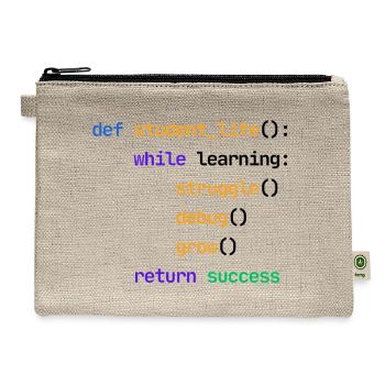 Student Life Python Code Funny Programmer - Hemp Carry All Pouch - natural - Front