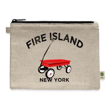 Fire Island red wagon New York summer vacation LI - Hemp Carry All Pouch - natural - Front