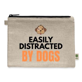Easily Distracted by Dogs Graphic - Hemp Carry All Pouch - natural - Front