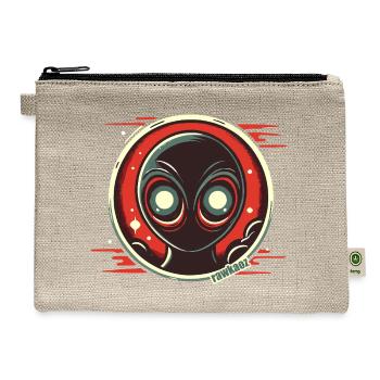Cosmic Alien Face Illustration - Hemp Carry All Pouch - natural - Front
