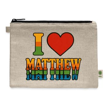I Love Matthew Rainbow Retro - Hemp Carry All Pouch - natural - Front