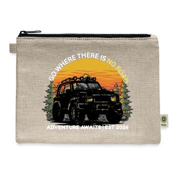 GO_WHERE_THERE_IS NO ROAD - Hemp Carry All Pouch - natural - Front