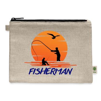 Born to Fish – For Real Fishermen -fisherman - Hemp Carry All Pouch - natural - Front