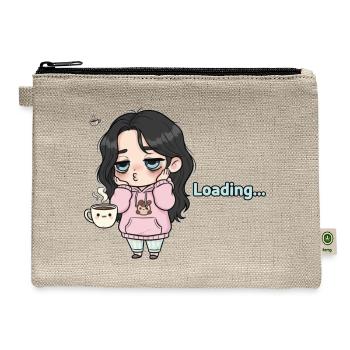 Sleepy Chibi Girl Coffee Loading Morning Mood - Hemp Carry All Pouch - natural - Front