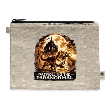 Patrolling The Paranormal Golden Retriever Shirt - Hemp Carry All Pouch - natural - Front
