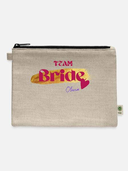 Gold and Black Modern Team Bride T Shirt - Hemp Carry All Pouch - natural
