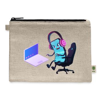 Funny Mobile Gaming Illustration - Hemp Carry All Pouch - natural - Front