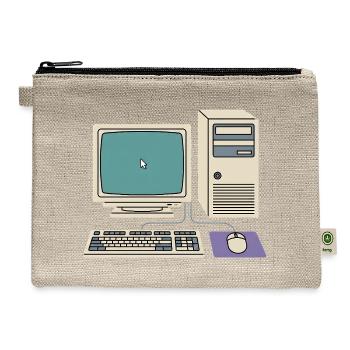 Retro 90s Computer Aesthetic Vintage PC Tech Geek  - Hemp Carry All Pouch - natural - Front