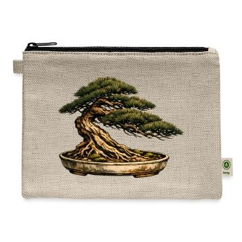 Japanese Pine Bonsai Tree Art - Hemp Carry All Pouch - natural - Front