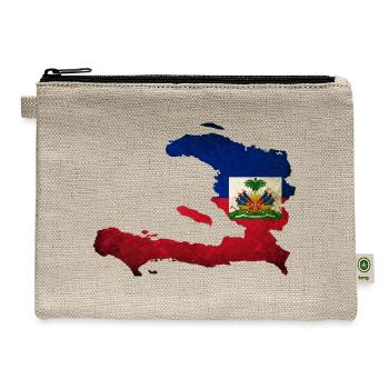 Haiti Flag Map - Hemp Carry All Pouch - natural - Front
