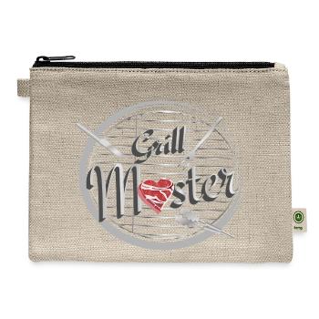 A grill with grilling cutlery & heart-shaped meat - Hemp Carry All Pouch - natural - Front