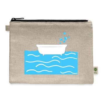 Floating Bathtub Over Ocean Waves - Hemp Carry All Pouch - natural - Front
