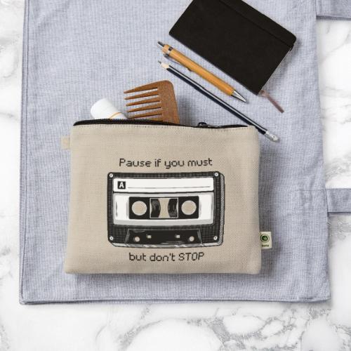 Pause but don't Stop Cassette - Hemp Carry All Pouch