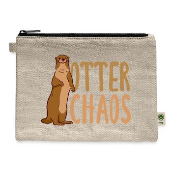 Pun Sea Otter Cartoon - Hemp Carry All Pouch - natural - Front