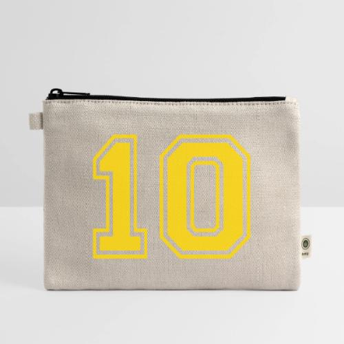 Number 10 in a classic athletic collegiate font - Hemp Carry All Pouch