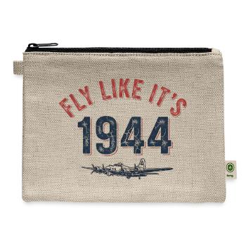 B-17 Bomber Vintage "Fly Like It's 1944" - Hemp Carry All Pouch - natural - Front