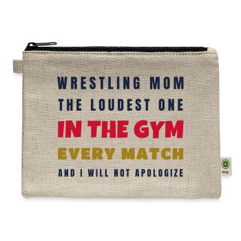 Wrestling Mom Loudest One In The Gym - Gift - Hemp Carry All Pouch - natural - Front