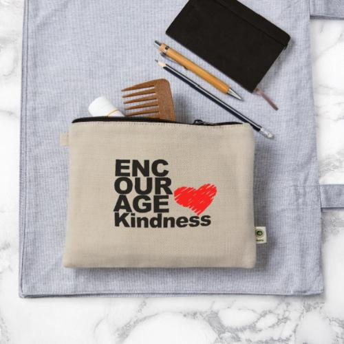 Encourage Kindness Heart - Hemp Carry All Pouch